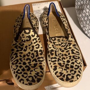 Rothy's Leopard Print Flats with Blue Accents